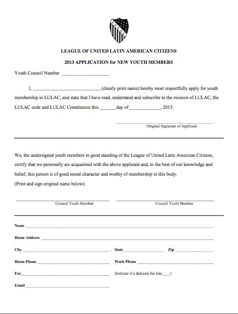 LULAC Youth Council application LULAC Youth Council application